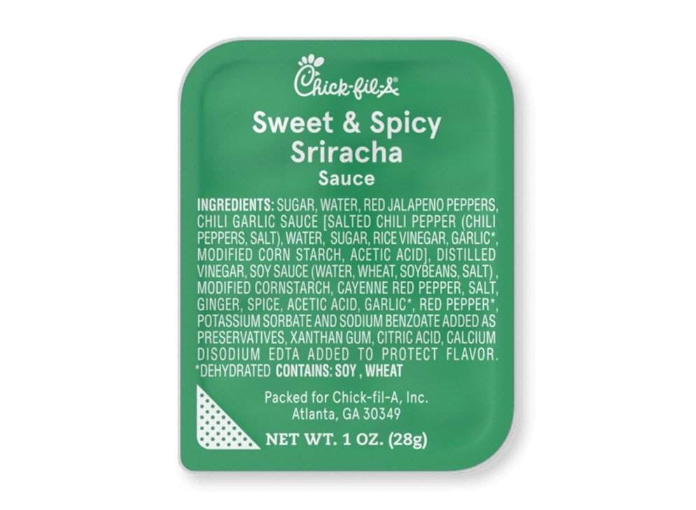 Chick Fil A Dipping Sauces and Dressings Menu - Sweet & Spicy Sriracha Sauce