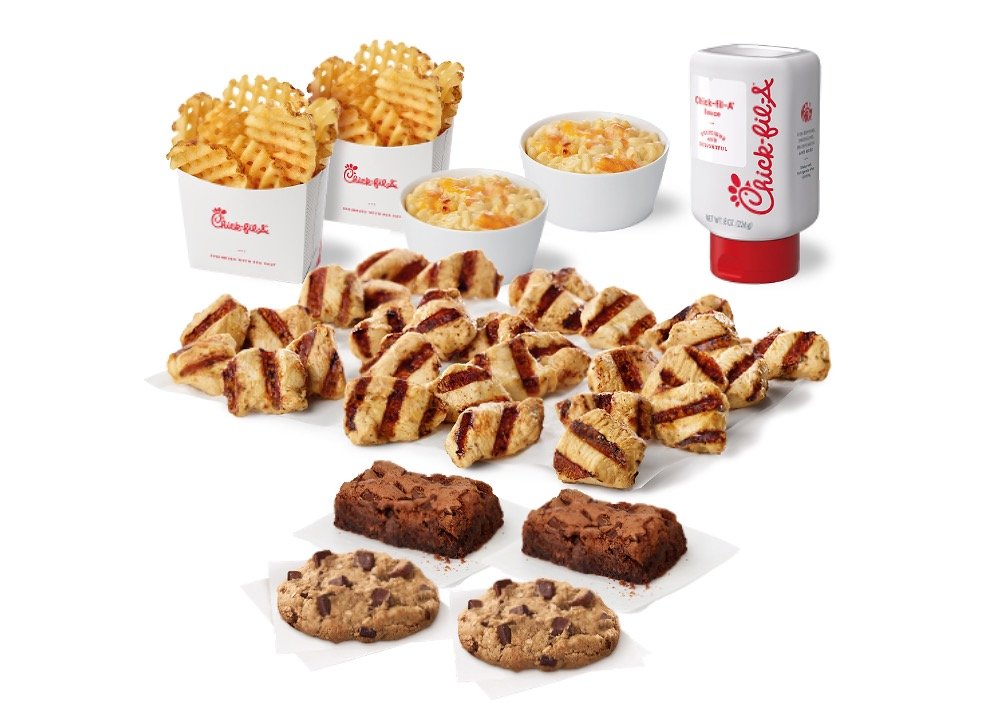Chick Fil A Family Style Meals Menu - Grilled Nuggets Family Style Meal with Waffle Fries, Mac & Cheese, and Treats