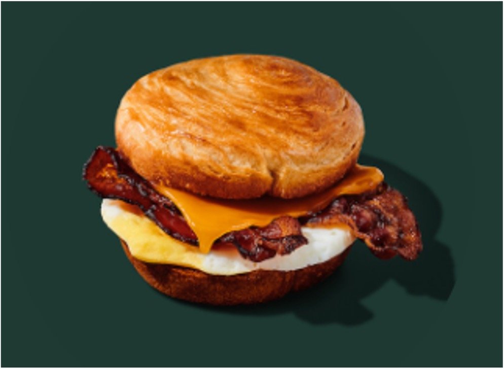 StarBucks Breakfast Menu - Double-Smoked Bacon, Cheddar & Egg Sandwich