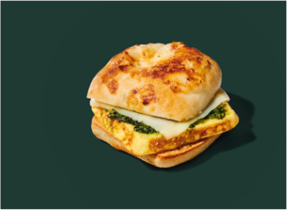 StarBucks Breakfast Menu - Egg, Pesto & Mozzarella Sandwich