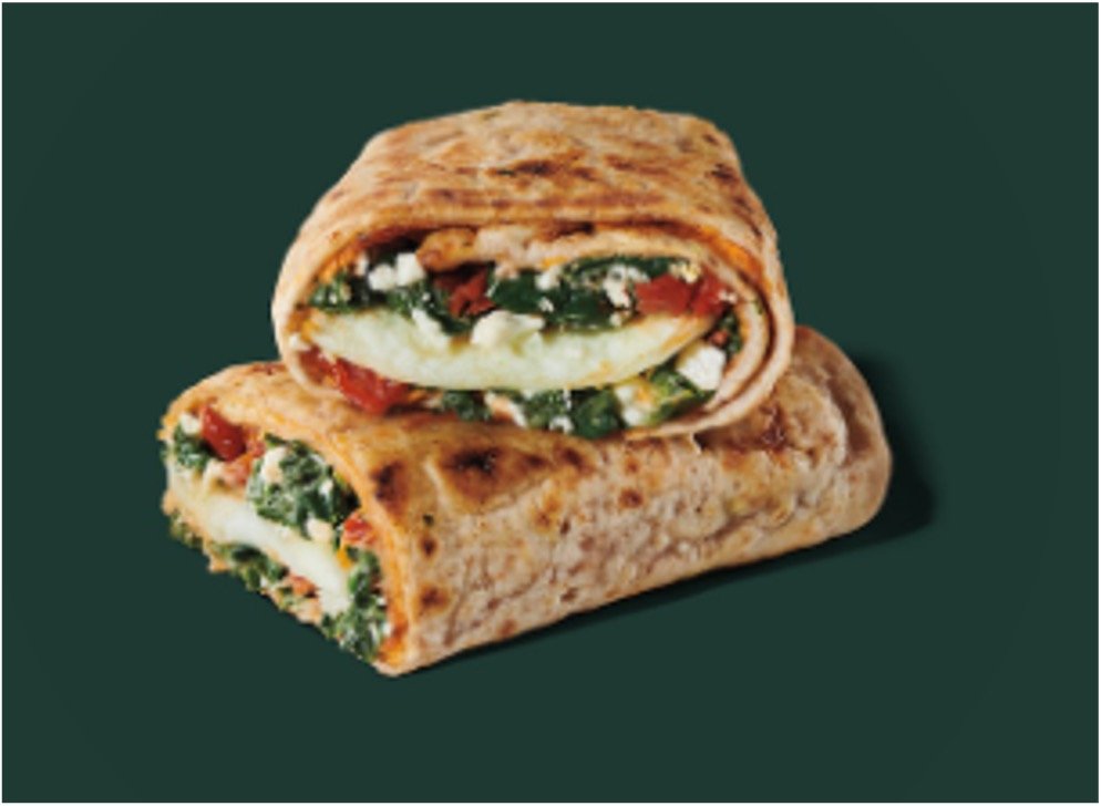 StarBucks Breakfast Menu - Spinach, Feta & Egg White Wrap