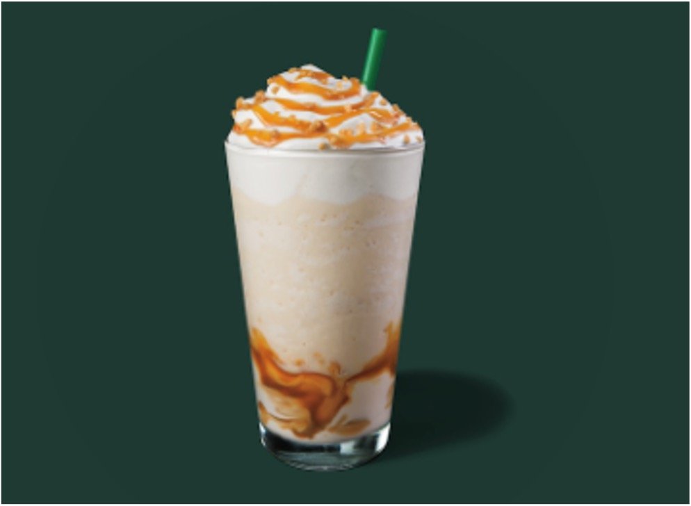 StarBucks Frappuccino Blended Beverages Menu - Caramel Ribbon Crunch Crème Frappuccino Blended Beverage