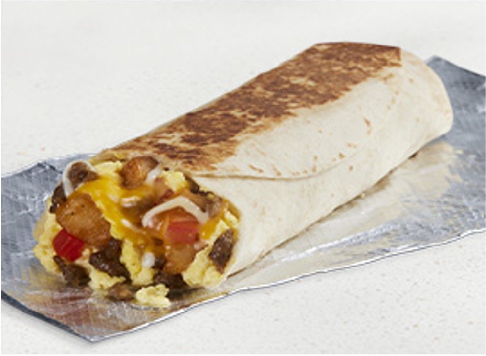 Taco Bell Breakfast Menu Items - Grande Toasted Breakfast Burrito Sausage