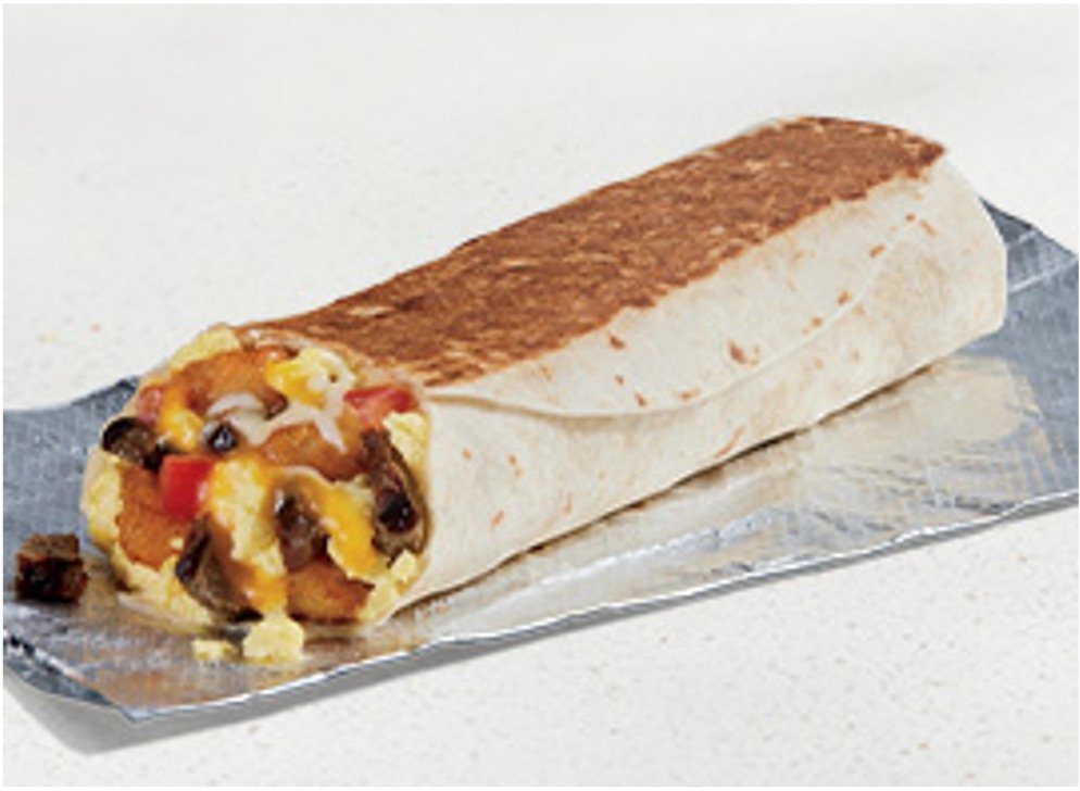 Taco Bell Breakfast Menu Items - Grande Toasted Breakfast Burrito Steak